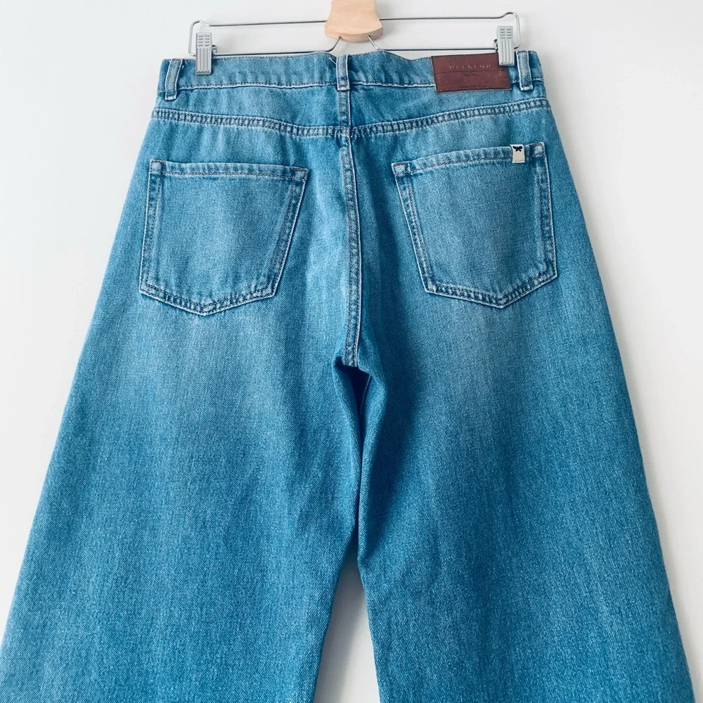Weekend Max Mara Crop High Rise Wide Leg Jeans Light Wash Women Size 10 Skater